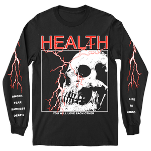 HEALTH "Lightning Skull - Red" Black Longsleeve